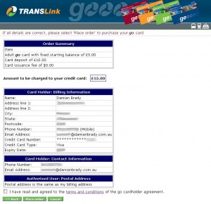 TransLink Online Web Ticketing - Third Screen