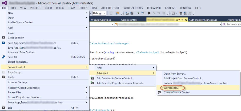 Opening TFS Workspaces in Visual Studio